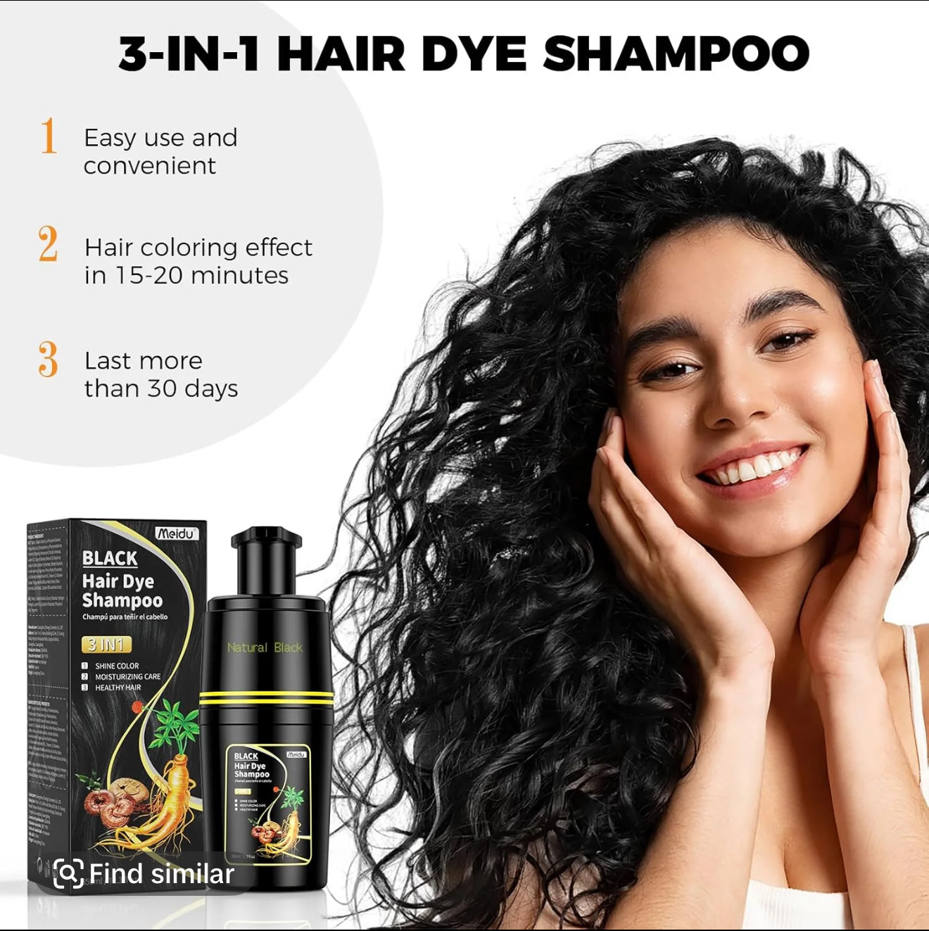 Black Hair Dye Shampoo for Gray Hair – Semi-Permanent Hair Color for Women & Men (350ml x 2) - Image 6