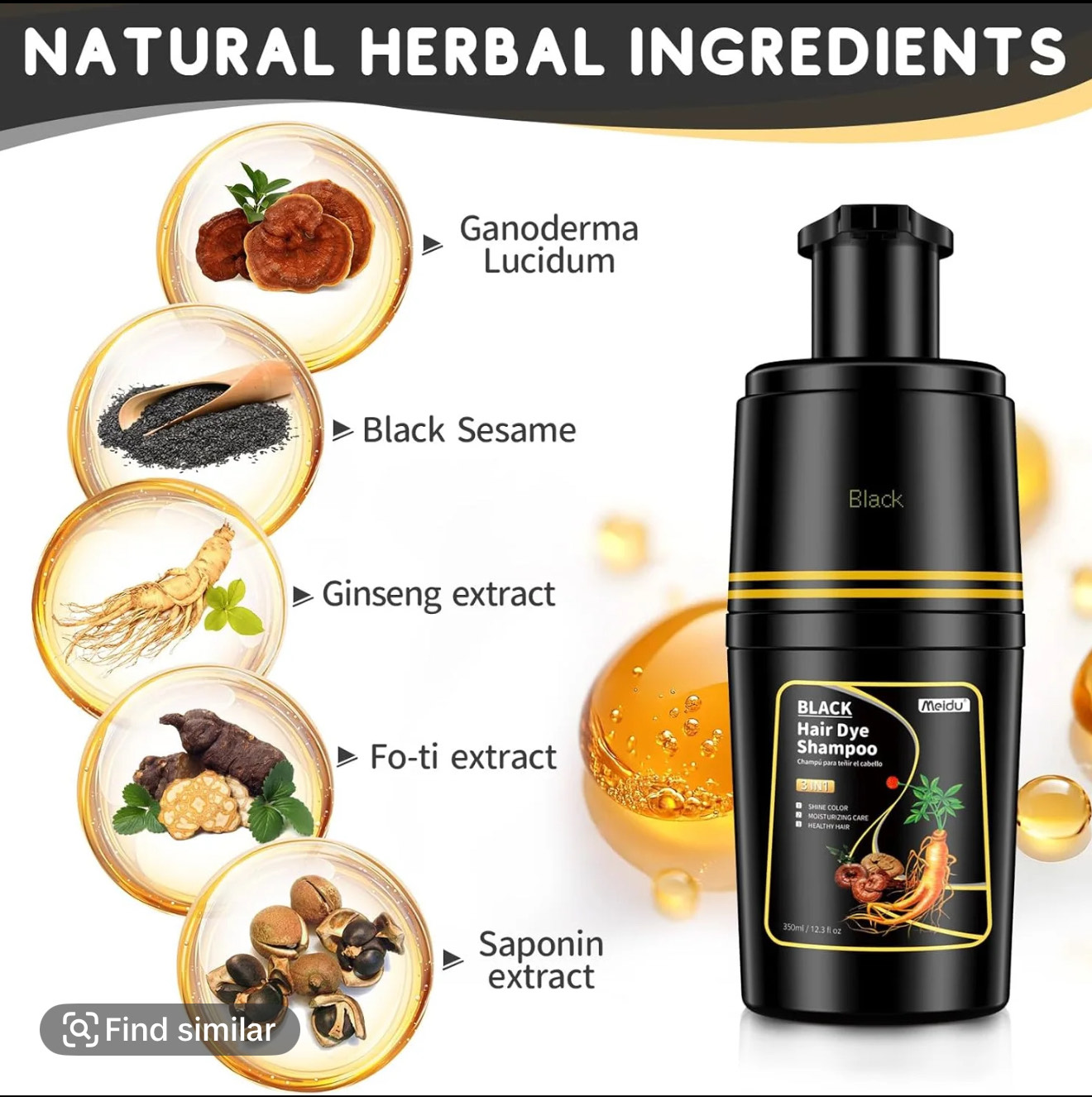 Black Hair Dye Shampoo for Gray Hair – Semi-Permanent Hair Color for Women & Men (350ml x 2) - Image 4