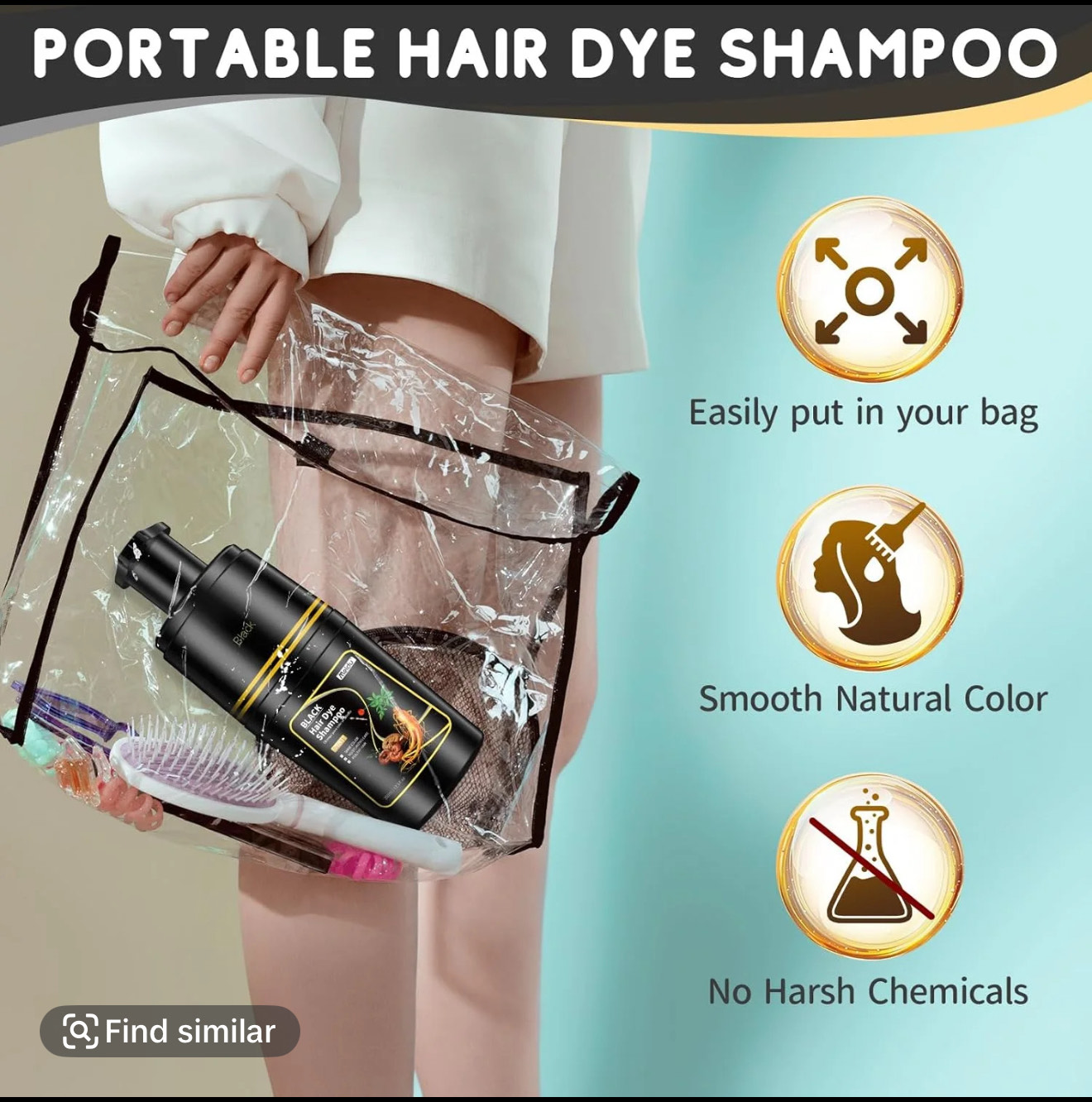 Black Hair Dye Shampoo for Gray Hair – Semi-Permanent Hair Color for Women & Men (350ml x 2) - Image 5