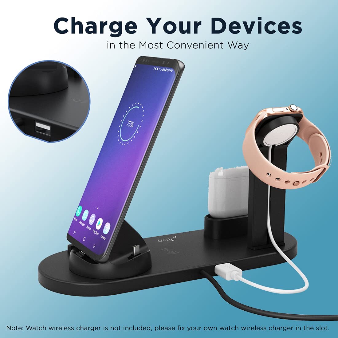 Multi-Function Charging Stand For iPhone, Android, Watch, 3 In 1 Charger Dock