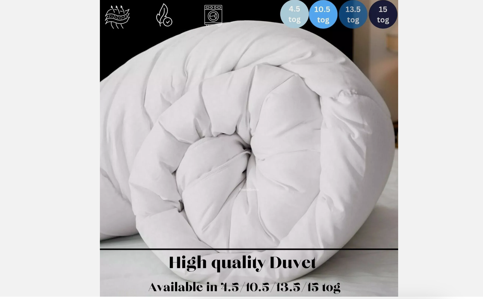 Anti Allergy Duvet Quilt Bedding Hollow Fibre 4.5 10.5 13.5 15 Tog All Sizes UK - Soft Furnishings