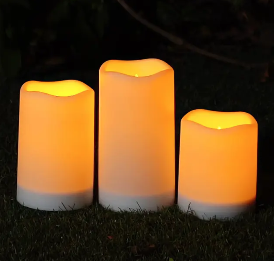 Solar Candles Outdoor Waterproof, Dusk to Dawn, Rechargeable