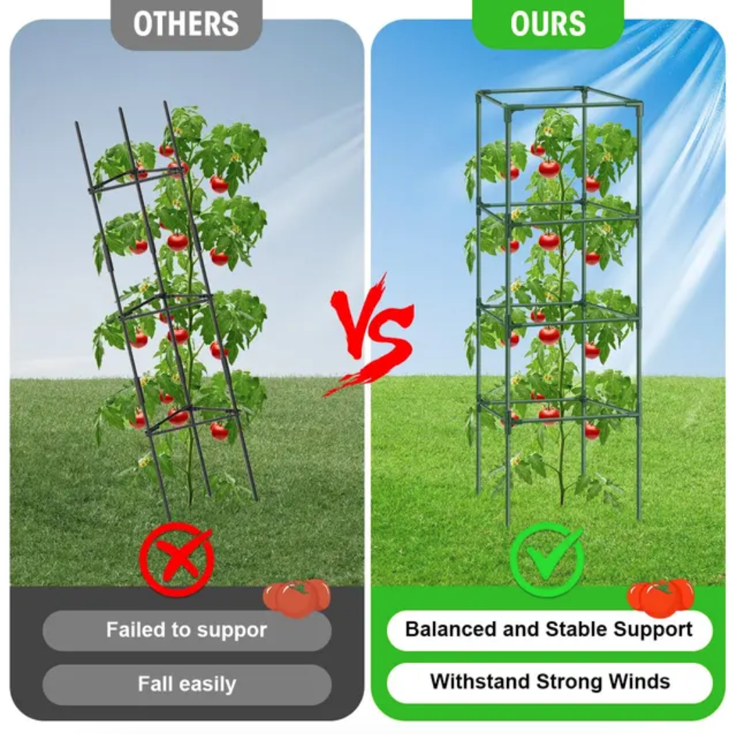 3Pack Tomato Cages for Garden, Square Plant Cage Support Heavy Duty Pole - Image 4