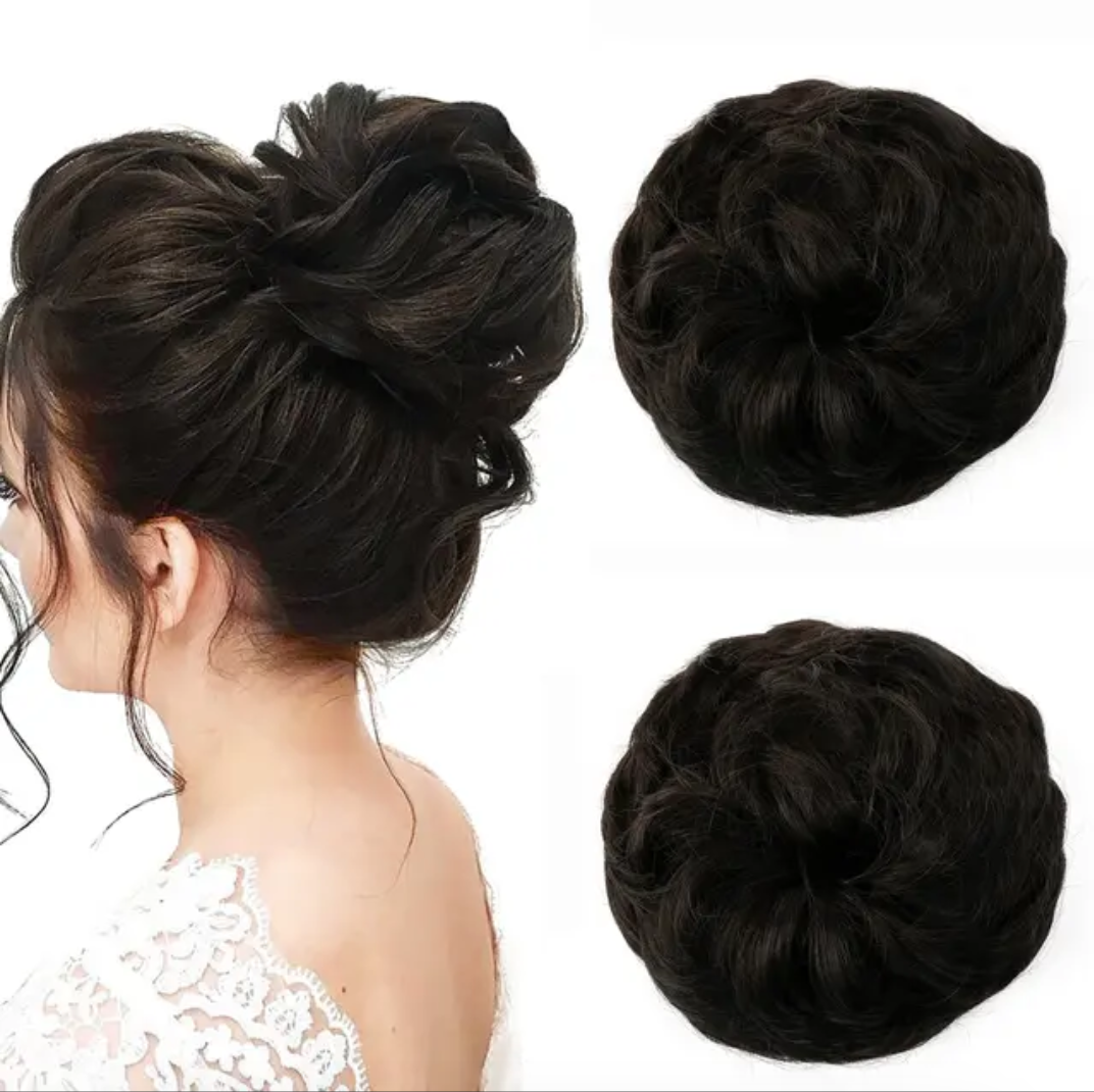 2PCS Messy Bun Hair Piece Curly Fake Hair Buns