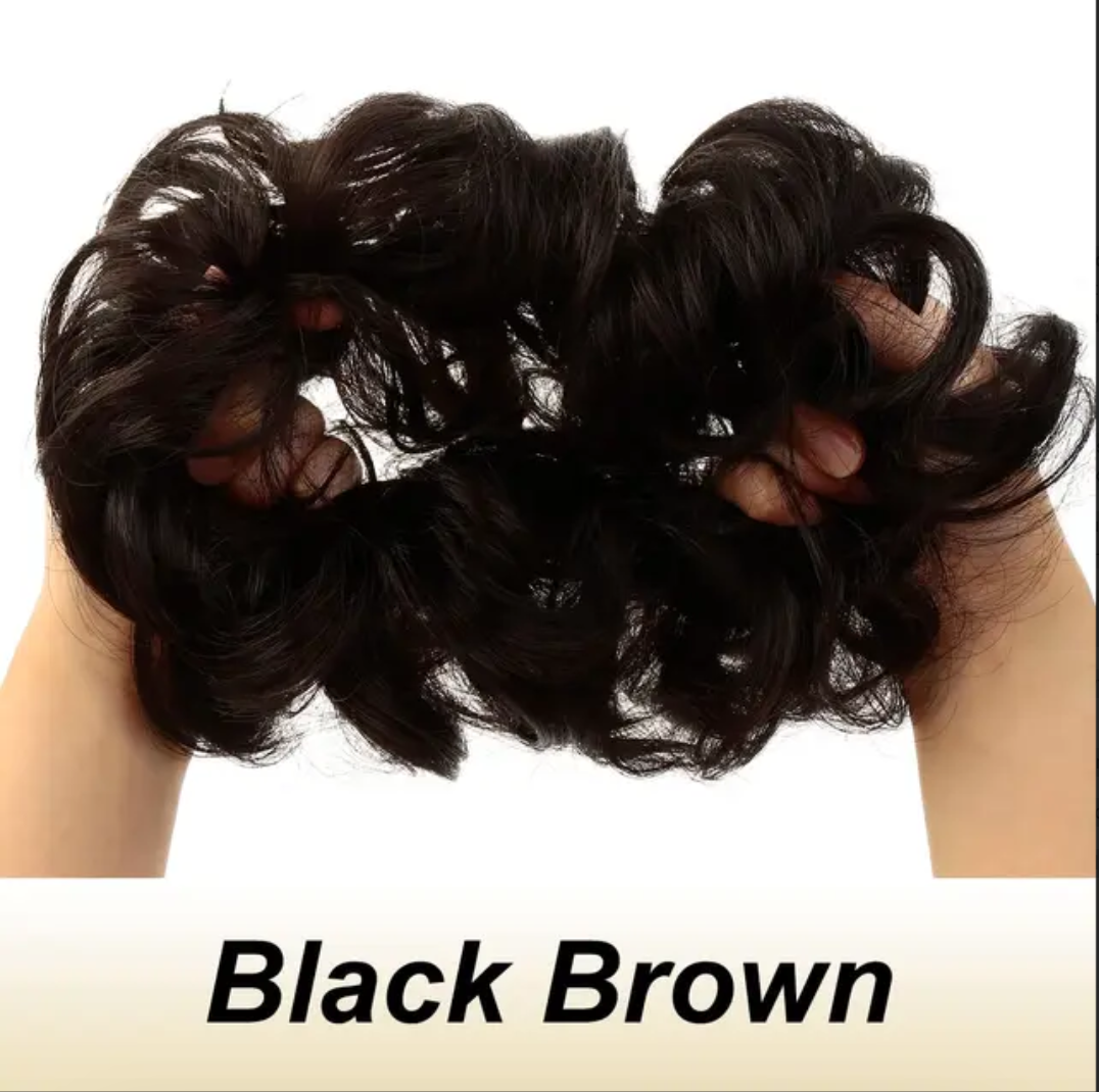 2PCS Messy Bun Hair Piece Curly Fake Hair Buns - Image 2