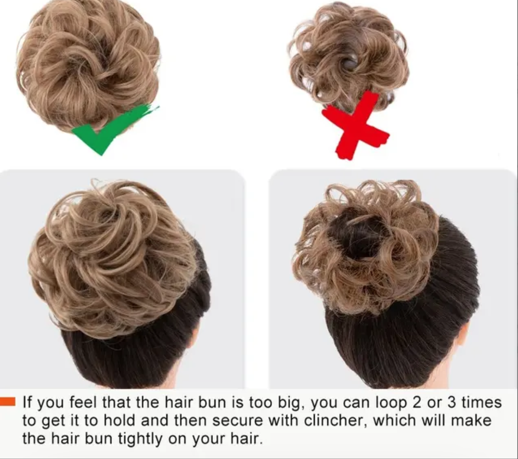 2PCS Messy Bun Hair Piece Curly Fake Hair Buns - Image 5