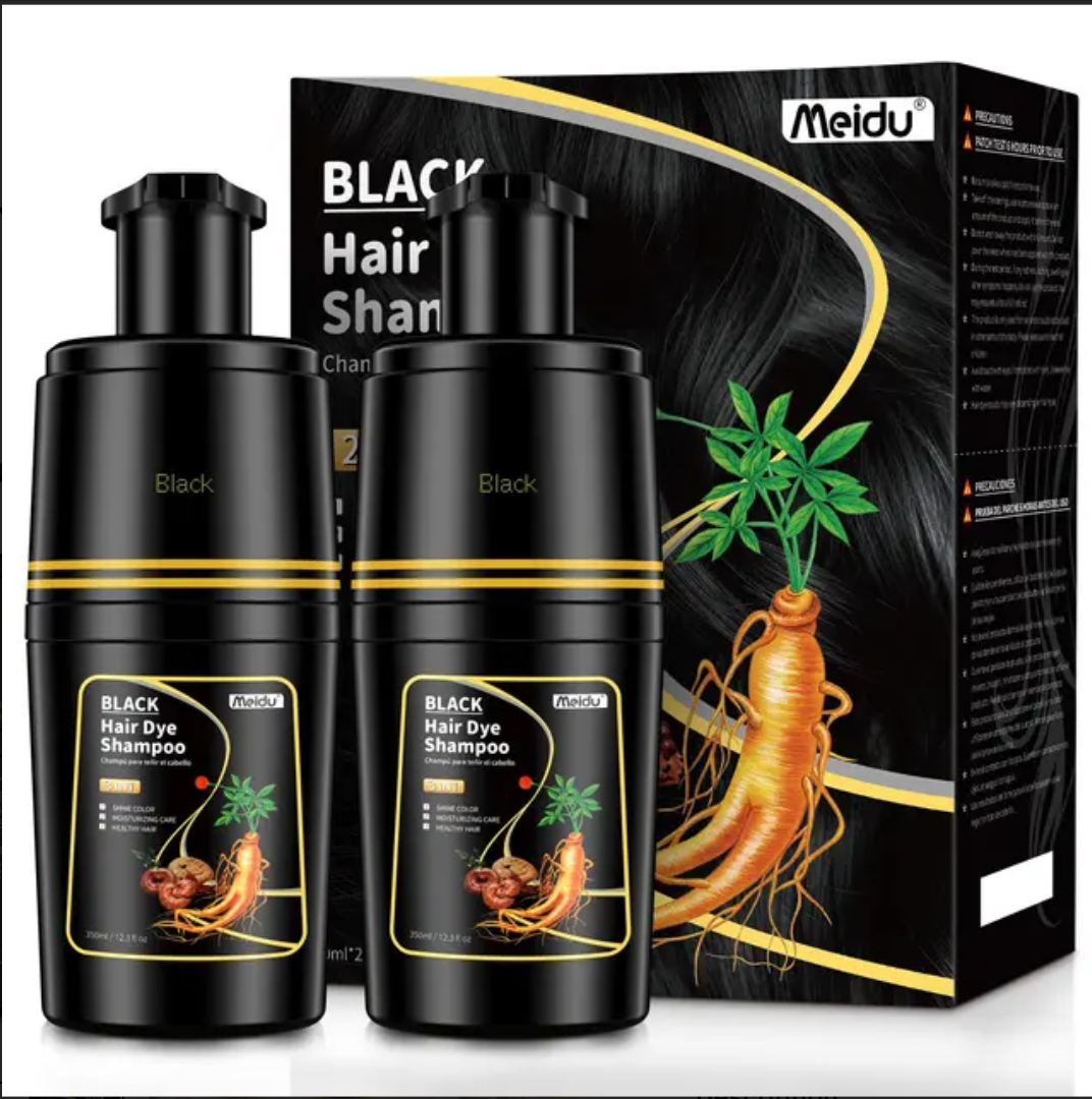 Black Hair Dye Shampoo for Gray Hair – Semi-Permanent Hair Color for Women & Men (350ml x 2)