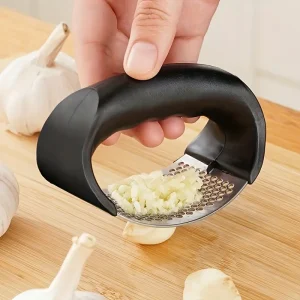 Garlic Crusher Manual Ring – Black | Stainless Steel Vegetable & Fruit Cutter