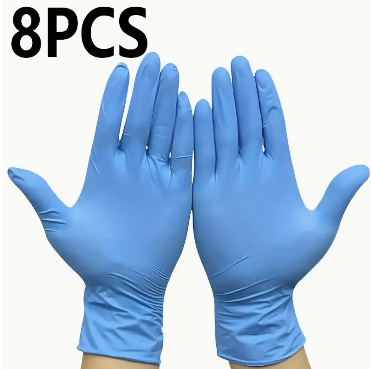 8 PCS Disposable Nitrile Gloves – Large Size | Waterproof, Anti-Slip, Multi-Purpose Cleaning & Protection Gloves