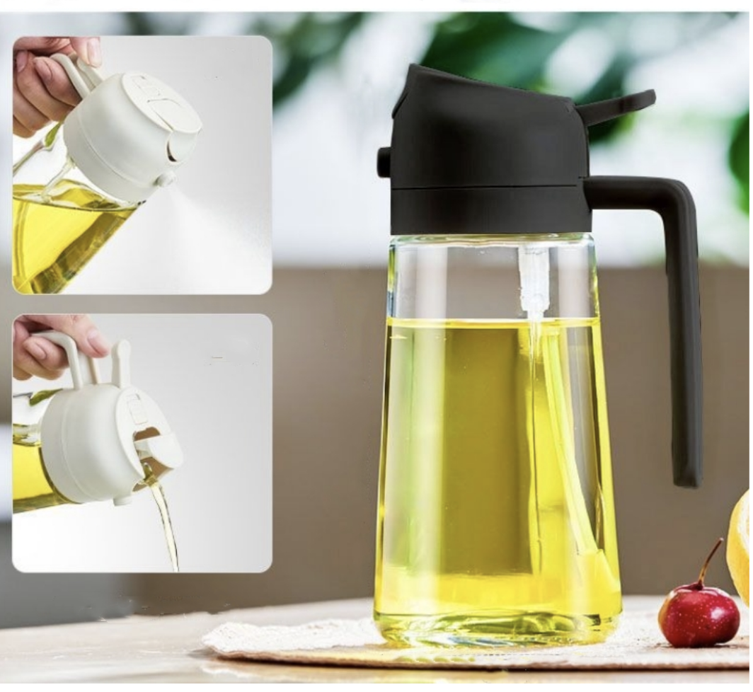 New Glass Spray Pour Dual-Use Oil Bottle – Large Capacity One-Piece Press Sprayer for Kitchen Cooking - Image 5