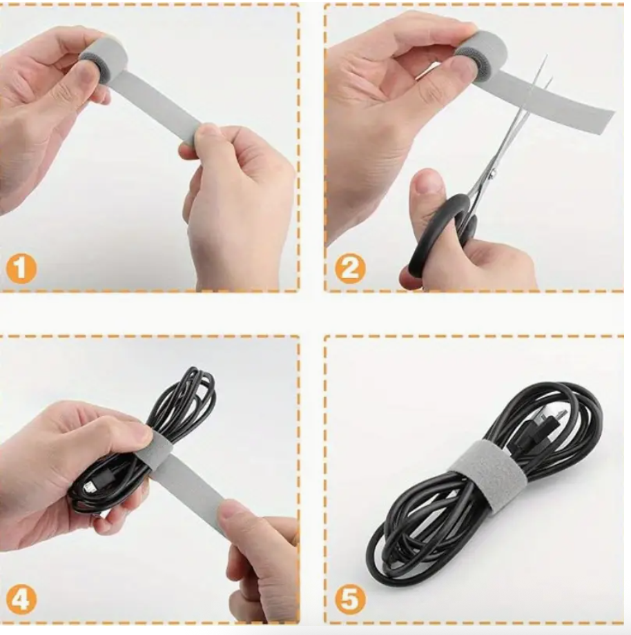 1 Roll Easy-to-Use Quick Fixing Tape – Multifunctional Cable Management & Wire Wrapping Organizer | Ideal for Computer, TV, Home & Office Cabling | Fastening Strap - Image 4