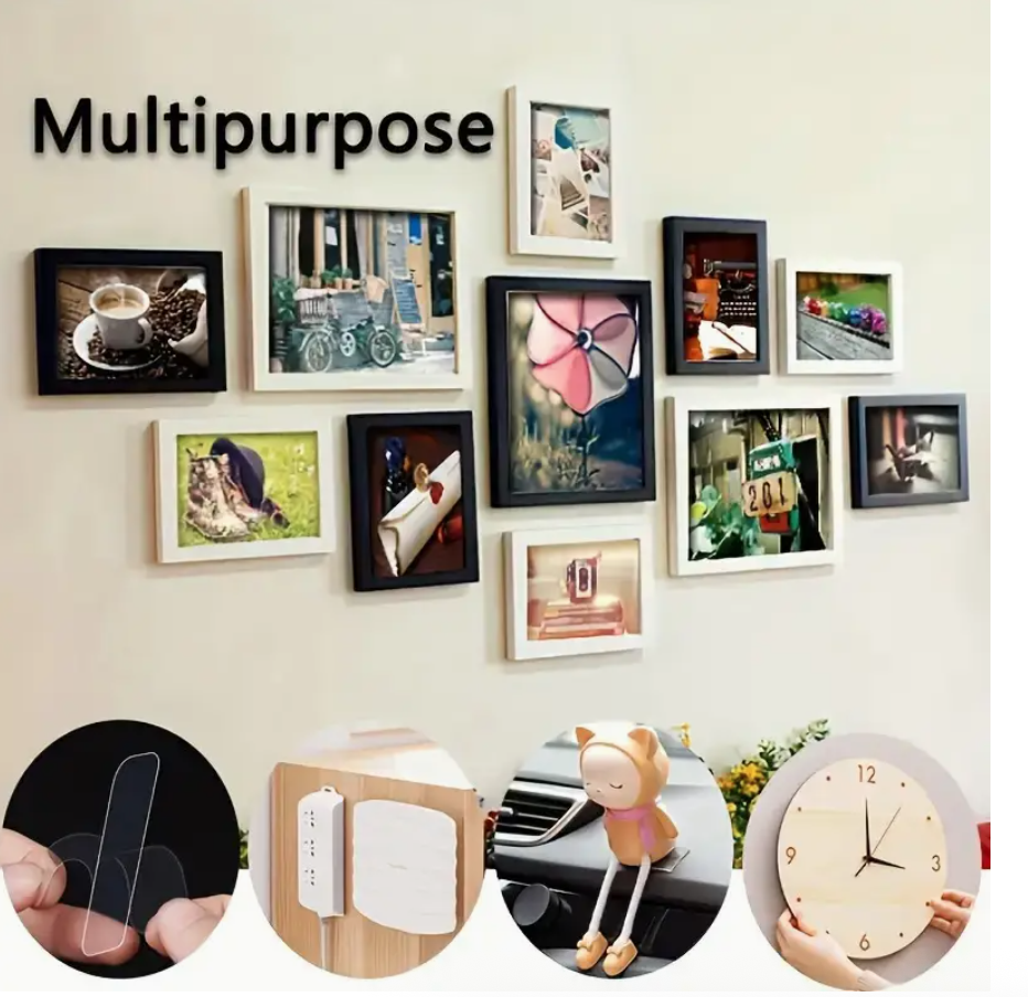 60pcs Multi-Purpose Double-Sided Tape Set – Transparent, Removable & Waterproof Hanging Strips - Image 2