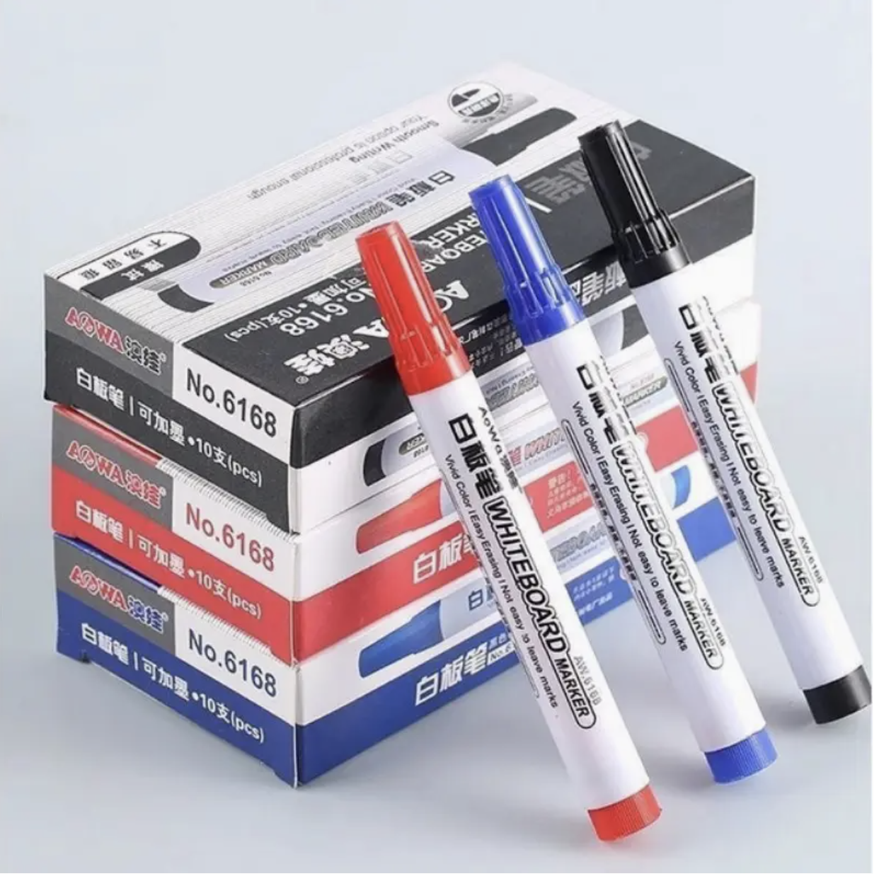 20pcs Erasable Whiteboard Marker Pen Set – Black/Red/Blue | Teaching Chalk Tool Markers for Office, School & Art | Water-Based Ink, Easy to Erase, Built-In Eraser | Whiteboard Pens for Teachers, Students & Office Workers - Image 2