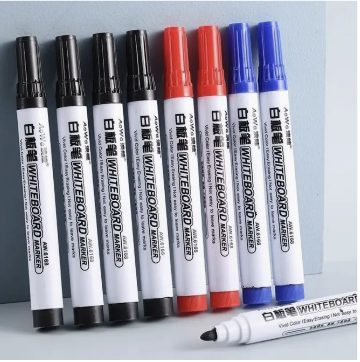 20pcs Erasable Whiteboard Marker Pen Set – Black/Red/Blue | Teaching Chalk Tool Markers for Office, School & Art | Water-Based Ink, Easy to Erase, Built-In Eraser | Whiteboard Pens for Teachers, Students & Office Workers - Image 4