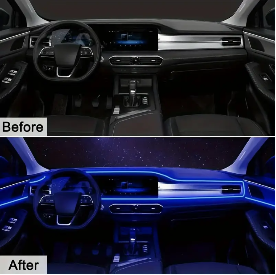 3M Blue Car LED Strip Decoration – Flexible Neon Rope Tube Atmosphere Light with USB | Auto Interior Ambient Lighting - Image 5