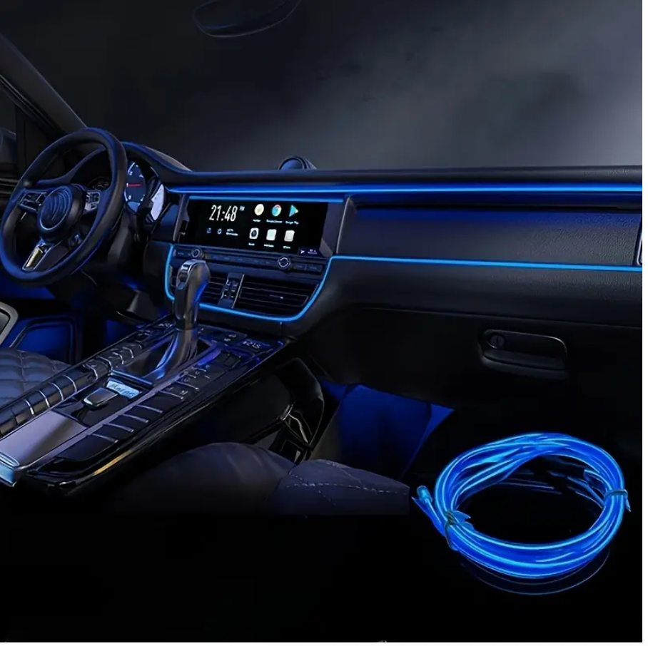 3M Blue Car LED Strip Decoration – Flexible Neon Rope Tube Atmosphere Light with USB | Auto Interior Ambient Lighting - Image 3