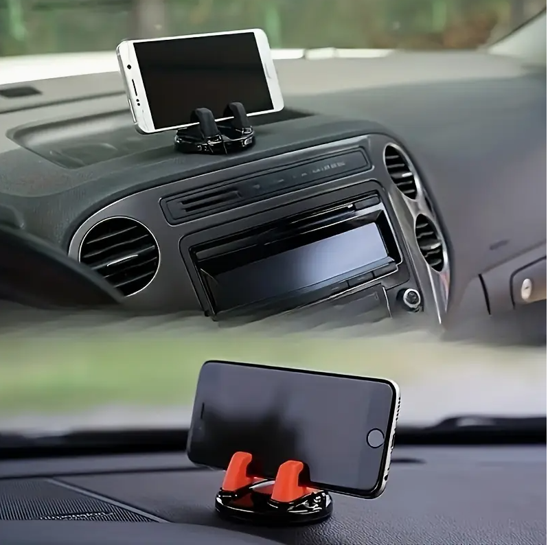 360° Rotatable Car Phone Holder – ABS Dashboard Mount | Anti-Slip Universal Mobile Stand for GPS Navigation | Easy-Install Round Dashboard Holder