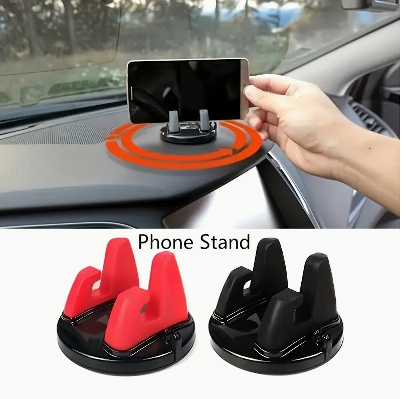 360° Rotatable Car Phone Holder – ABS Dashboard Mount | Anti-Slip Universal Mobile Stand for GPS Navigation | Easy-Install Round Dashboard Holder - Image 3