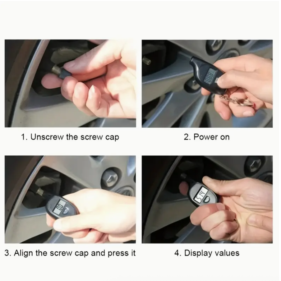 Portable Digital Tire Pressure Gauge with Keychain – Multi-Unit Display (PSI, BAR, KPa, Kg/cm²) & Temperature Sensor | Compact Vehicle Maintenance Tool for Cars, Motorcycles & Bicycles | Durable ABS Construction - Image 5