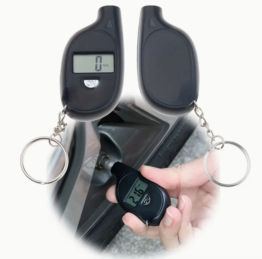 Portable Digital Tire Pressure Gauge with Keychain – Multi-Unit Display (PSI, BAR, KPa, Kg/cm²) & Temperature Sensor | Compact Vehicle Maintenance Tool for Cars, Motorcycles & Bicycles | Durable ABS Construction
