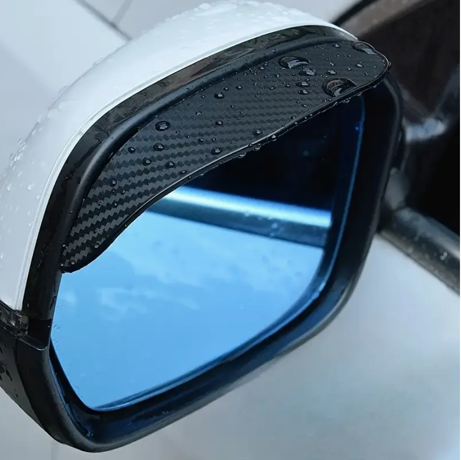 2PCS Upgraded Carbon Fiber Texture Car Mirror Rain Guards – Windproof Side Mirror Visors | 90% Water Reduction for Clearer Visibility | Aerodynamic Car Mirror Protectors with Sporty Style | Universal Fit for Cars, SUVs & Trucks