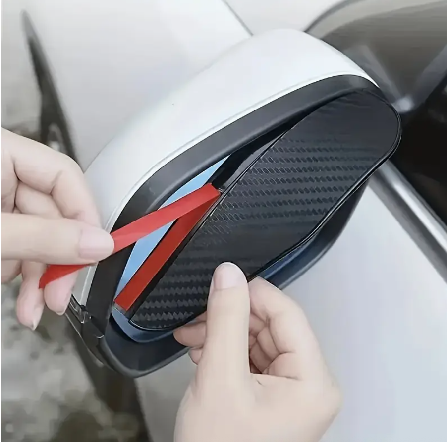 2PCS Upgraded Carbon Fiber Texture Car Mirror Rain Guards – Windproof Side Mirror Visors | 90% Water Reduction for Clearer Visibility | Aerodynamic Car Mirror Protectors with Sporty Style | Universal Fit for Cars, SUVs & Trucks - Image 5