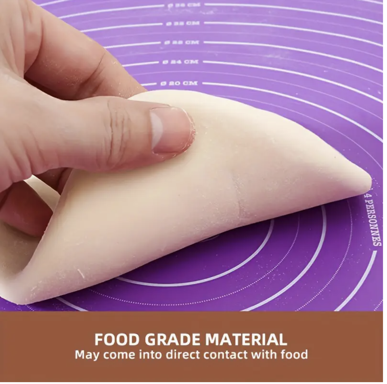 eusable Rolling Pin Mat with Measurement Scale & Guides – Purple Non-Stick Baking Mat for Pastry, Pizza Dough & Pie Crusts | Easy-Clean Kitchen Tool with cm/inch Markings | Compatible with All Rolling Pins