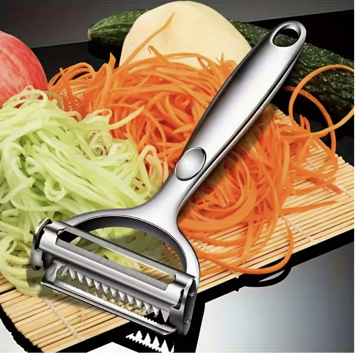 Stainless Steel Heavy-Duty Manual Food Processor & Vegetable/Fruit Chopper with Handle & Lever Mechanism - 430 Grade Multi-Functional Peeler, Wire Cutter, Slicer, Grater - Compact Kitchen Gadget for Chopping, Slicing, Grating - Easy to Clean & Durable Design for Home & Small Kitchens - Ideal for Onions, Potatoes, Carrots, Cucumbers, Tomatoes, Fruits, Vegetables, Vegetable Slicer And Chopper