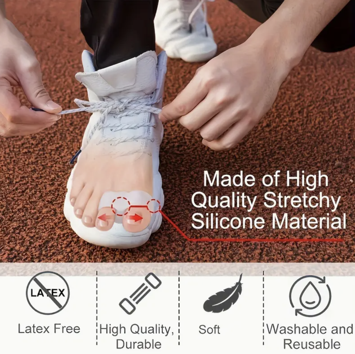 2pcs Soft Gel Toe Separators with Loops – Comfortable Silicone Toe Spacers for Daily Use, Yoga & Foot Relaxation | Flexible, Durable & Reusable Design for Men & Women | Fits All Shoe Types - Image 2