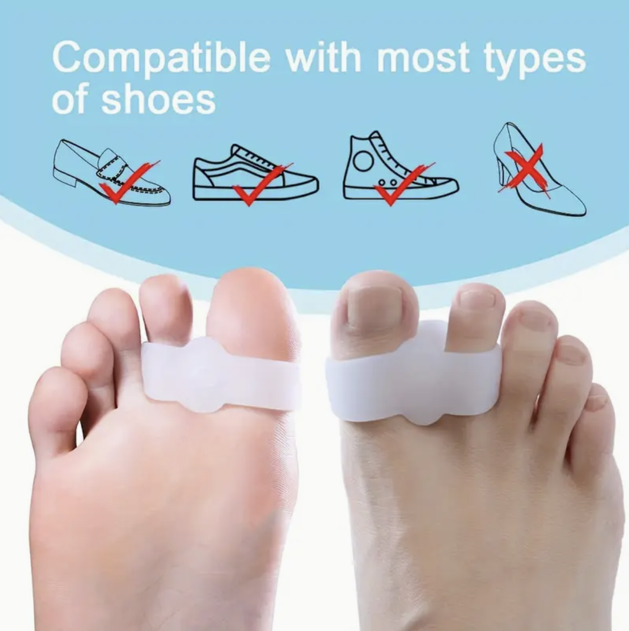 2pcs Soft Gel Toe Separators with Loops – Comfortable Silicone Toe Spacers for Daily Use, Yoga & Foot Relaxation | Flexible, Durable & Reusable Design for Men & Women | Fits All Shoe Types - Image 4