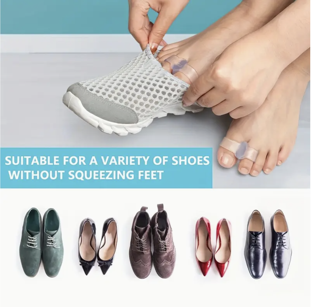 2pcs Soft Gel Toe Separators with Loops – Comfortable Silicone Toe Spacers for Daily Use, Yoga & Foot Relaxation | Flexible, Durable & Reusable Design for Men & Women | Fits All Shoe Types - Image 5