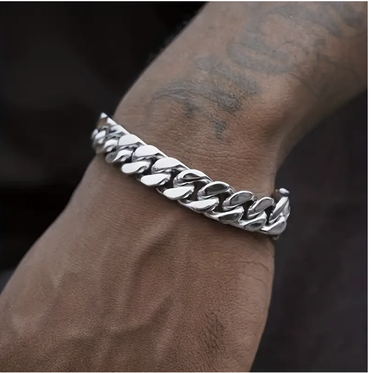 Stainless Steel Cuban Link Chain Bracelet for Men – Hip Hop High Street Style Accessory | American Hip Hop Cool Couple Jewelry - Image 3