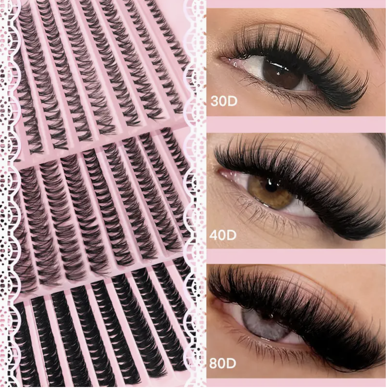 Individual Eyelash Clusters – D Curl 8–16mm | Wide Stem | 30D | DIY Lash Extension Kit | Natural Look & Extra Thick | Reusable Cluster Lashes for Home Use, Travel & Events - Image 2