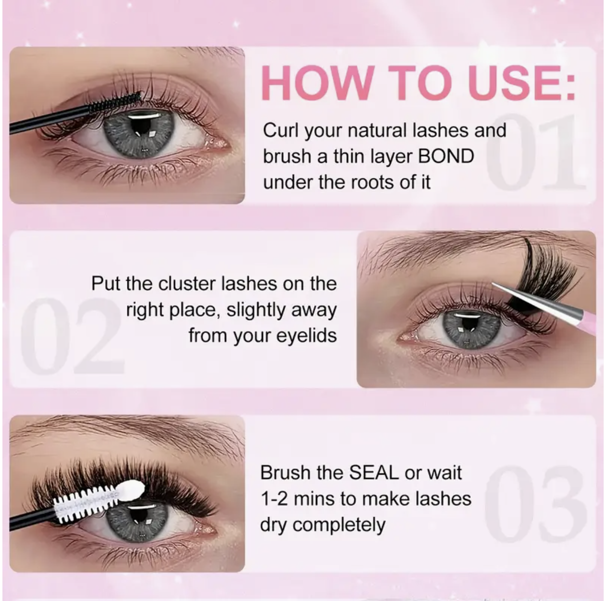 Individual Eyelash Clusters – D Curl 8–16mm | Wide Stem | 30D | DIY Lash Extension Kit | Natural Look & Extra Thick | Reusable Cluster Lashes for Home Use, Travel & Events - Image 5