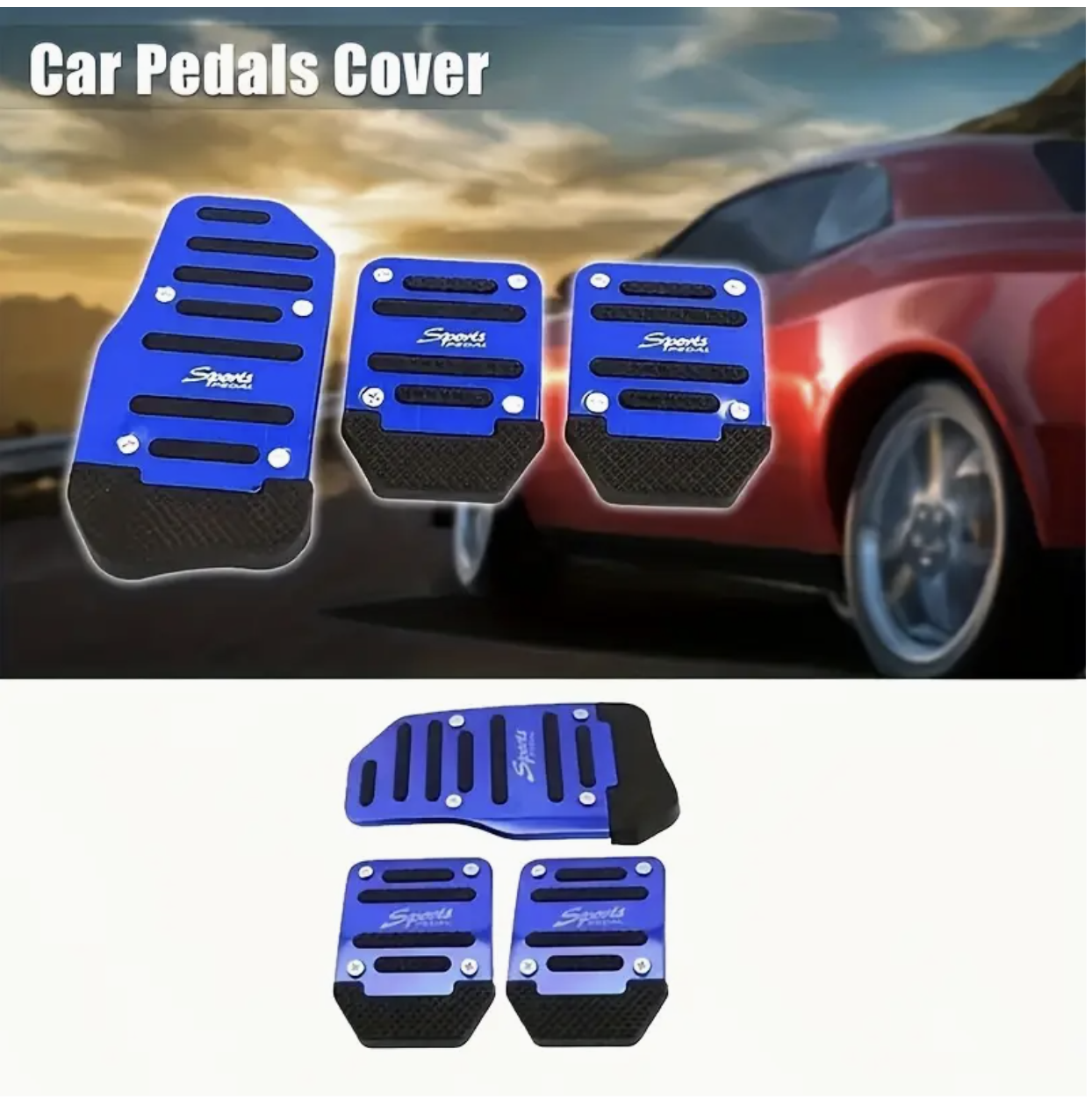 Anti-Slip Car Pedal Covers Set – 3pcs | Universal Fit for Brake, Accelerator & Clutch | Enhanced Grip & Safety | Easy Install Upgrade