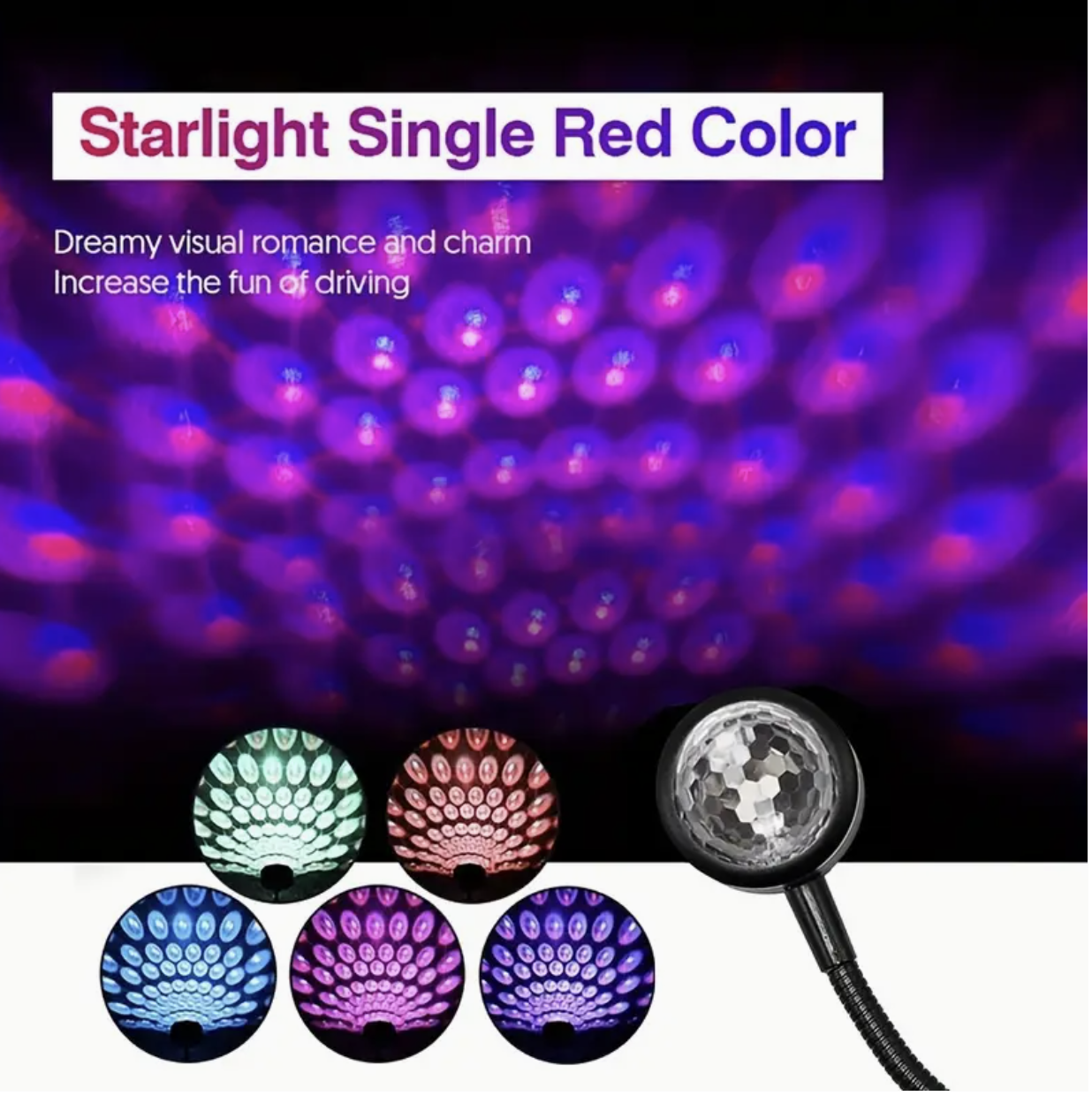 USB Car Music Rhythm LED Projector – Magic Ball Lamp with Voice Control | Party & Romantic Atmosphere Lighting for Car Interior - Image 6