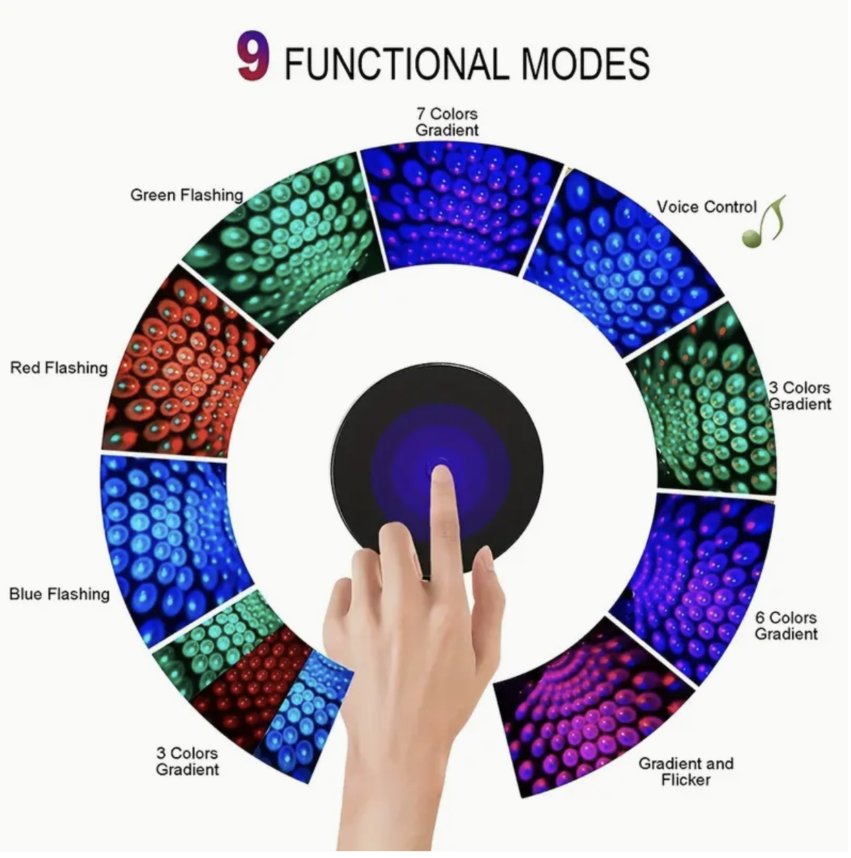 USB Car Music Rhythm LED Projector – Magic Ball Lamp with Voice Control | Party & Romantic Atmosphere Lighting for Car Interior - Image 7