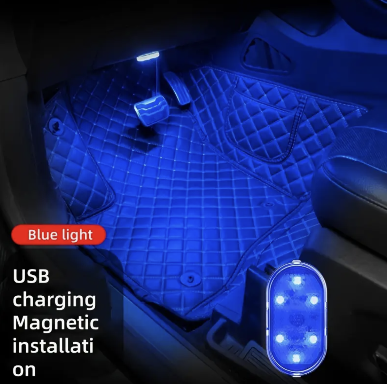 LED Touch Light – BLUE Ambient Wireless Car Interior Light | Roof Reading & Decorative Lamp | USB Rechargeable & Easy to Install - Image 6