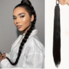 71.12cm Long Straight Synthetic Ponytail Extension  Elegant Black • Soft Natural Fiber • Elastic Band Attachment • Multi-Racial Fit • Easy, Stylish Hairpiece for Women
