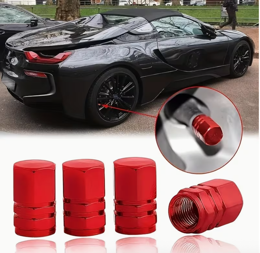 4pcs Cool Tire Valve Stem Covers Aluminum Alloy • Hexagonal Design • Dustproof • Automotive Wheel Accessories - Image 6