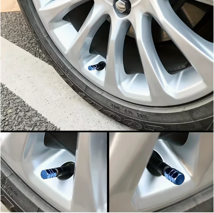 4pcs Cool Tire Valve Stem Covers Aluminum Alloy • Hexagonal Design • Dustproof • Automotive Wheel Accessories - Image 4