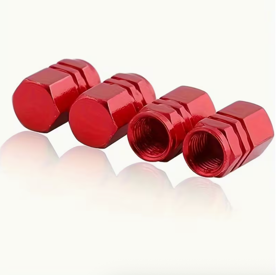 4pcs Cool Tire Valve Stem Covers Aluminum Alloy • Hexagonal Design • Dustproof • Automotive Wheel Accessories - Image 3