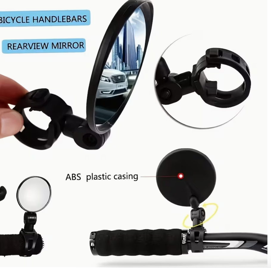 2pcs Bicycle Rearview Convex Mirror Safety & Visibility • Reflective Convex Design • Adjustable & Durable • For Mountain, Electric & Balance Bikes - Image 4