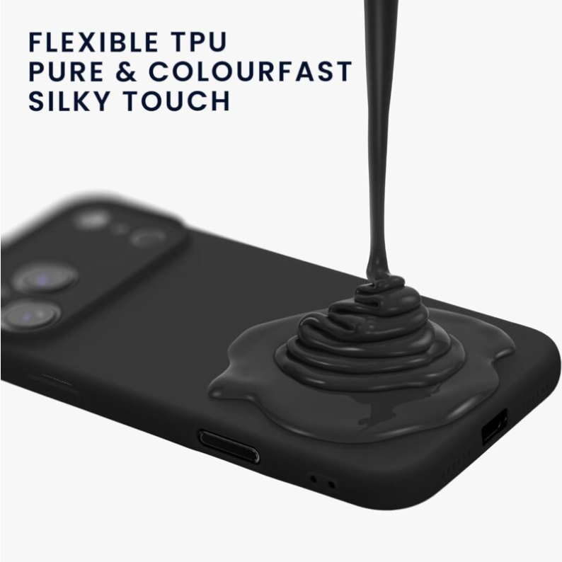 Black Ultra Soft Liquid Gel Case for iPhone 17 Series (17 / 17 Air / 17 Pro / 17 Pro Max) – Flannel Texture, Skin-Friendly, Shockproof Protective Cover - Image 2