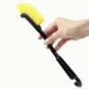 1pc Multi-Use Car Wheel Brush – Yellow Bristle Detailing Brush with Black Ergonomic Handle
