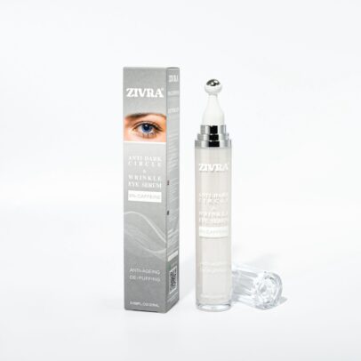 ZIVRA Anti Dark Circle Eye Serum – 5% Caffeine | Anti-Ageing & De-Puffing | 20ml | 360° Roller Applicator